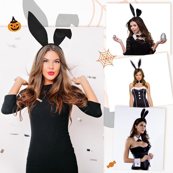 Bunny Costume Set - Bunny Ears Headband, Rabbit Tail, Bow Tie, Cuff Straps🐠 - Picture 6 of 6